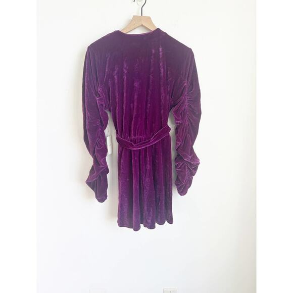NWT Tularosa Tawney Velvet Mini Dress in Purple Wrap Long Sleeve Small - Picture 6 of 7